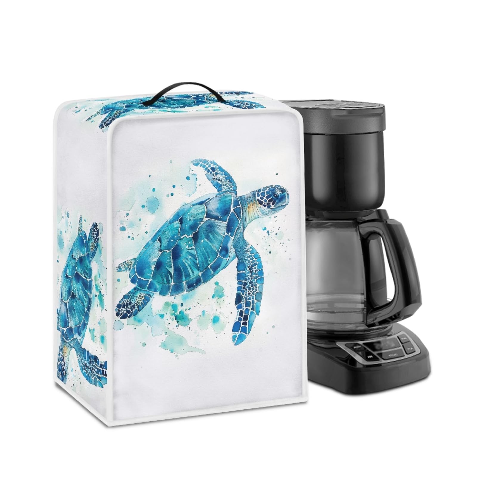 GLENLCWE Blue Sea Turtle Coffee Maker Cover,Coffee Machine Dustproof Cover,Washable Small Appliance Dust Cover for Home Kitchen Office