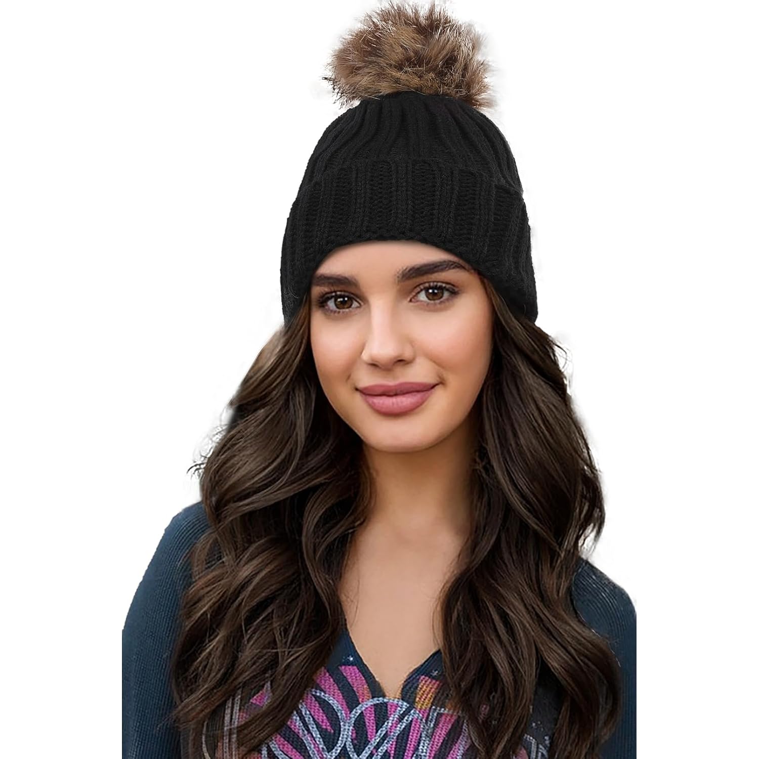 REECHO Beanie Wig With 12″ Beach Wavy Hair Extension – Warm Knitted Hat With Synthetic Hairpiece for Women – Black Beanie, Chocolate Brown Hair REECHO Beanie Wig With 12″ Beach Wavy Hair Extension – Warm Knitted Hat With Synthetic Hairpiece for Women – Black Beanie, Chocolate Brown Hair