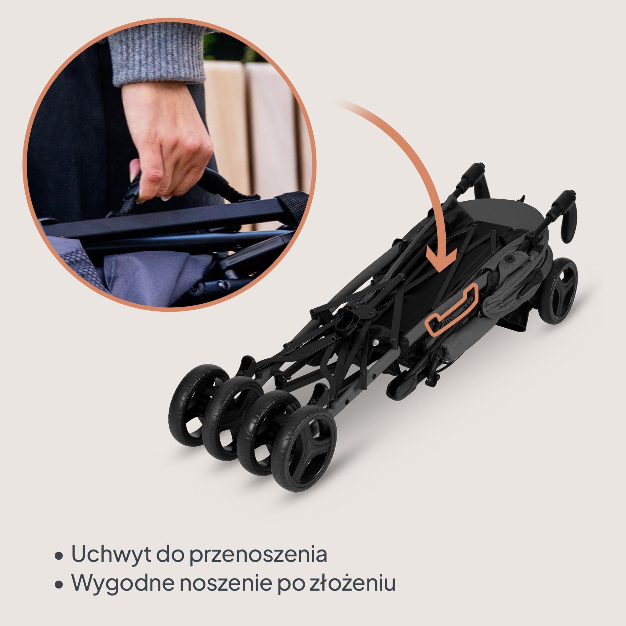 Lionelo Irma Wózek dziecięcy od 6 miesięcy, lekki 7 kg, pozycja leżąca, składany, z systemem składania jedną ręką, koła EVA 6" z amortyzacją i hamulcem, moskitiera, do 15 kg