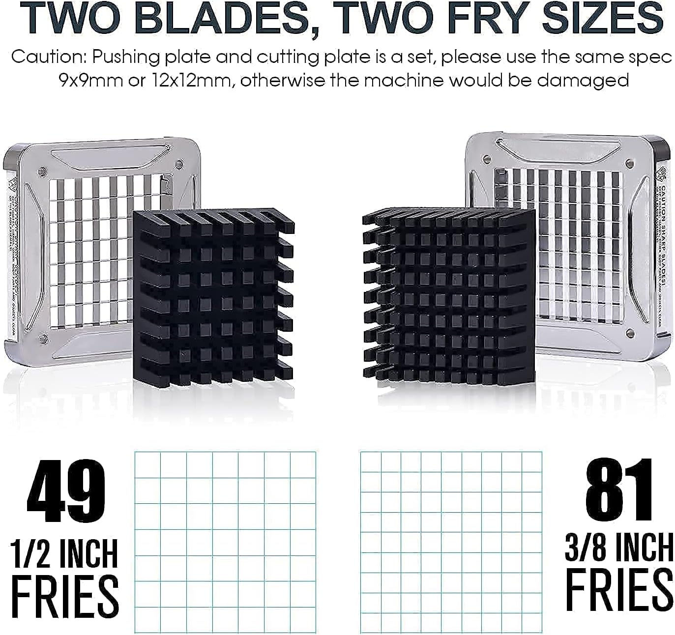 Sopito French Fry Cutter with 1/2 Inch Blade and 3/8 Inch Blade Bundle