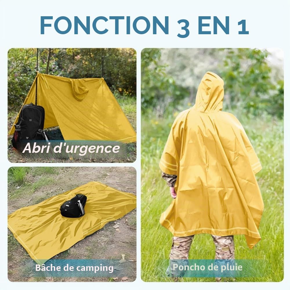 Ref Stripe Rain Poncho Moderne Mixte (lot de 1)