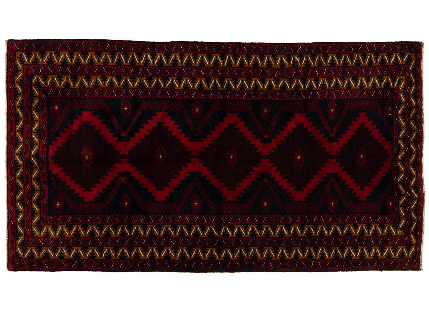 Tapis Beloutsch laine nouée main pour un salon chaleureux 203x113