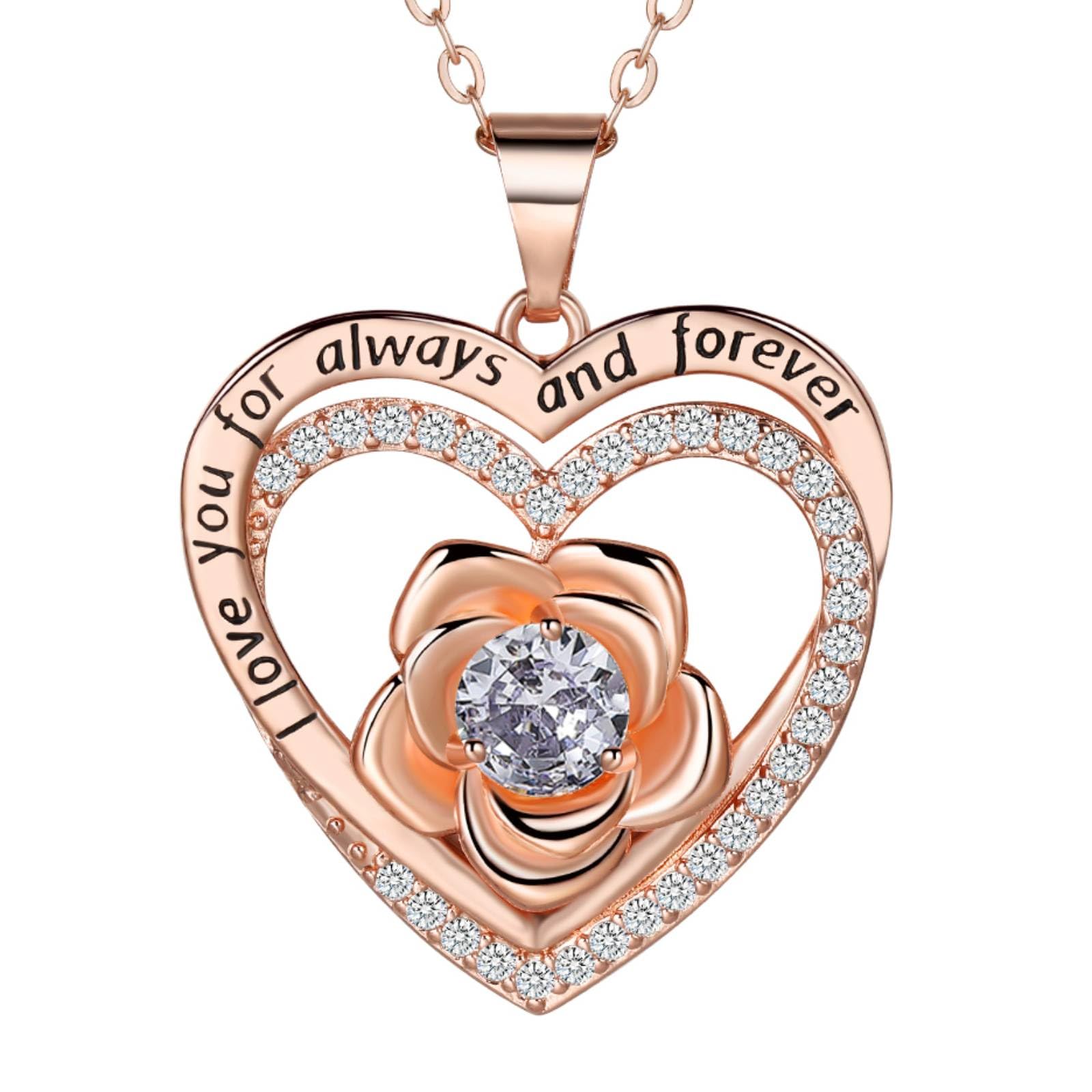 JIACHARMED Valentine Gift for Women, Wife Valentines Gift Ideas,30th 40th 50th 60th Valentina Gifts for Her,Rose Heart Birthstone Pendant Necklaces