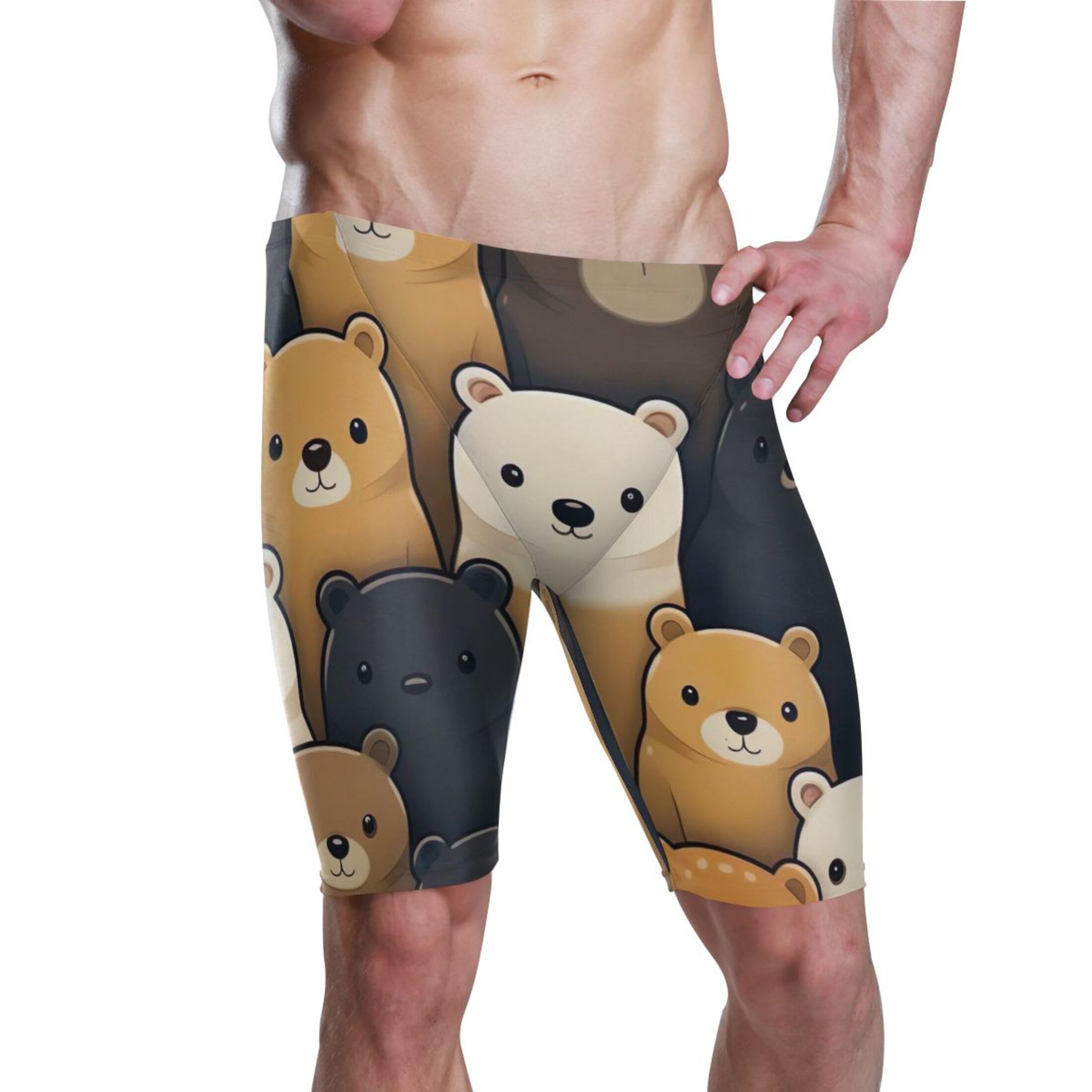 Bear Animal Cute Swim Jammers for Men Athletic Durable S B0402744