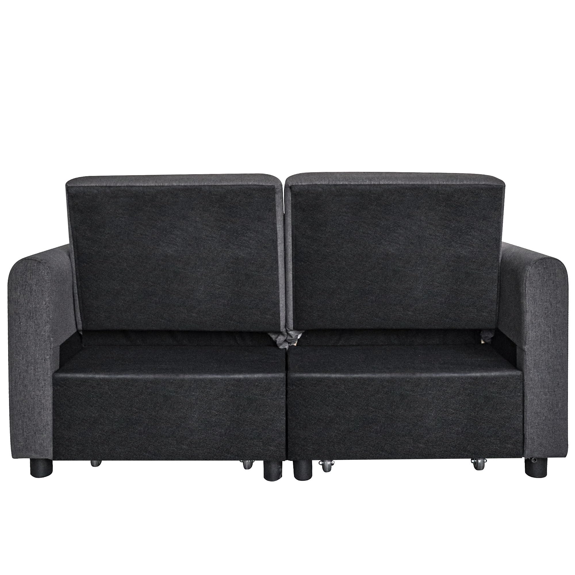 Azkoeesy Divano letto allungabile a 2 posti con funzione letto, larghezza 140 cm, con stazione di ricarica USB, schienale regolabile, 2 cuscini, tasca laterale, adatto per soggiorno, camera da letto