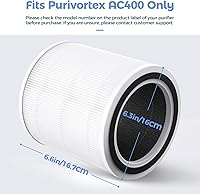 Vista 2 de Purivortex AC400 Purificadores de aire Filtro de repuesto HEPA multiefecto, filtro 3 en 1, color blanco