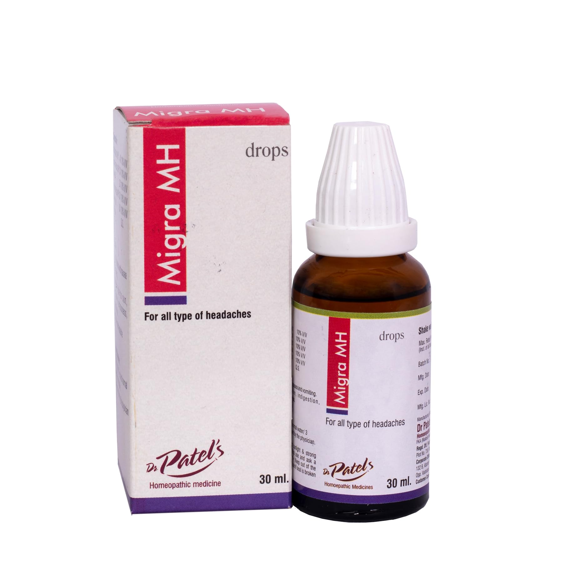 Dr Patels Homeopathic Migra MH Drops - Natural Relief for Migraine, Headache, Nausea, vomiting| Sun-induced, Nervousness, Mental Stress, Sinus, & Cluster Headache- 30ml (B0CC8V6GRD) Amazon Price History, Amazon Price Tracker