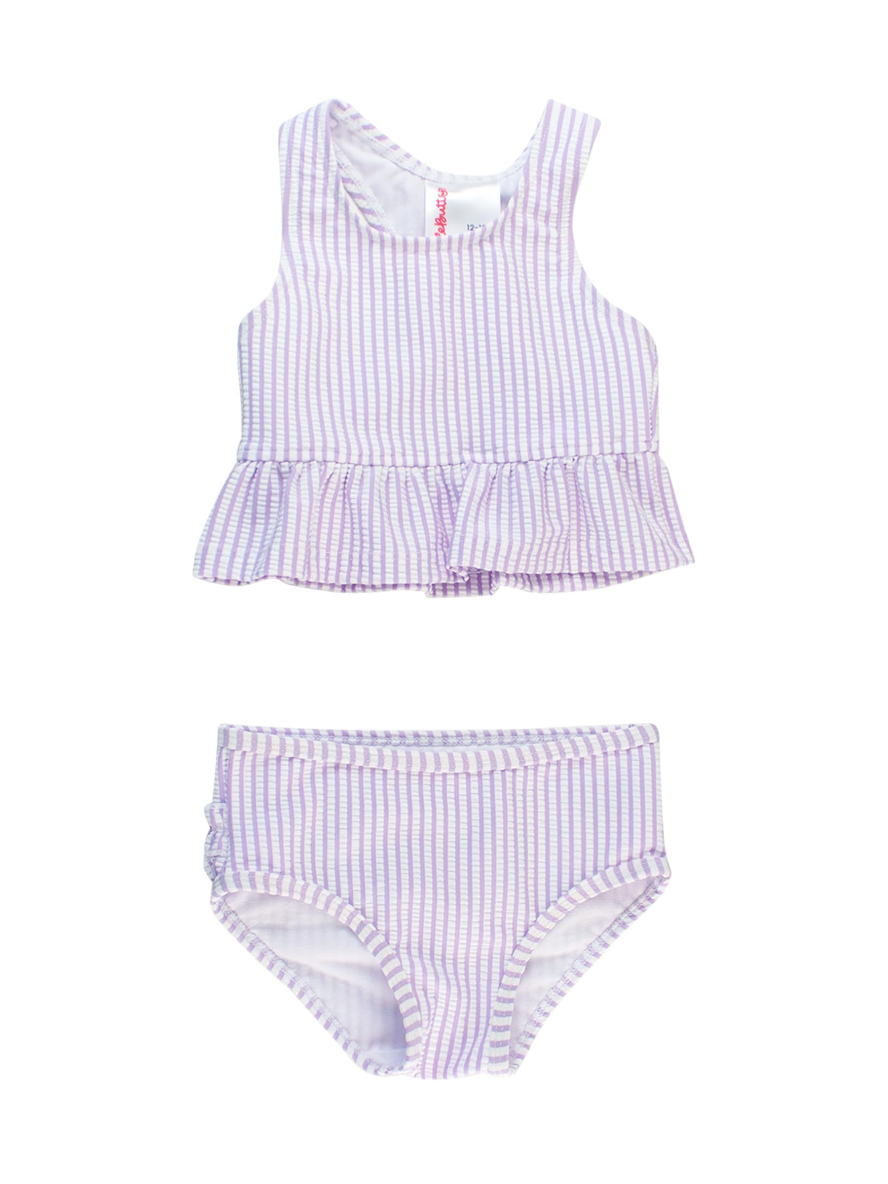 RuffleButts Girls UPF50+ Sun Protection One Shoulder Ruffle Tankini Two Piece Swimsuit | 80% Nylon 20% Spandex, Polyester Lining, Floral Botanical Print, Non-Adjustable Straps, Comfort Fit, Toddler Swimwear