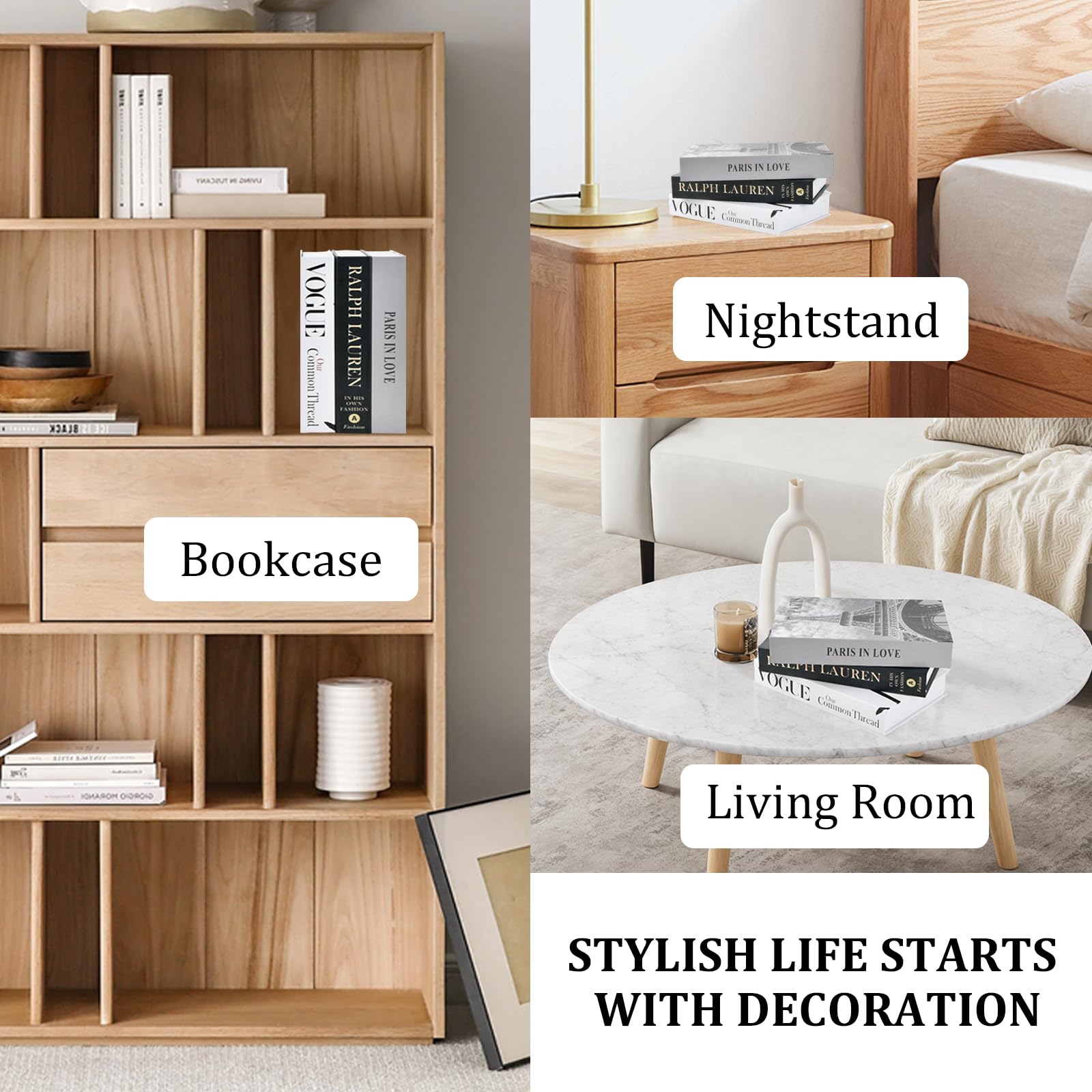 3 Pz Libri Finti da Arredo, Libri Decorativi Magnetici per Casa Moderna, Libro Falso Decorativo Moderni, Libri Falsi Contenitori, Decorazione Libri Finti per Libreria, LIbri Decorativi Simulati (A)