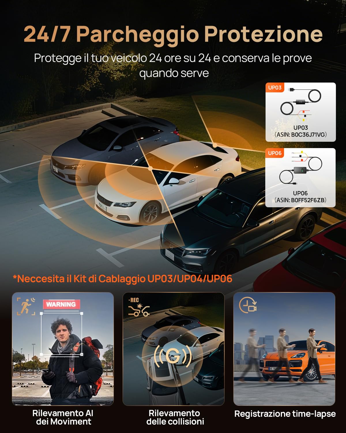 70mai Dash Cam 4K T800 3 Canali Dual 4K+1080P Anteriore Posteriore Interno, 3 HDR Dual STARVIS 2 con microSD 512GB, 4G LTE, Rilevamento del Movimento AI, Visione Notturna, Monitoraggio Parcheggio