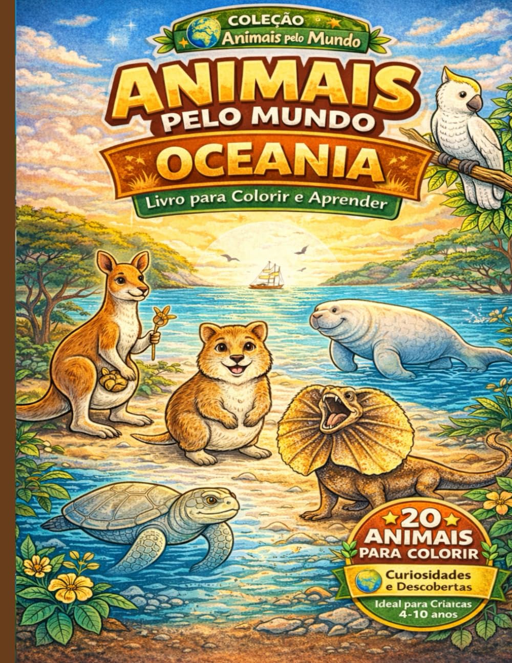 Animais pelo Mundo: Oceania: Livro para colorir e aprender