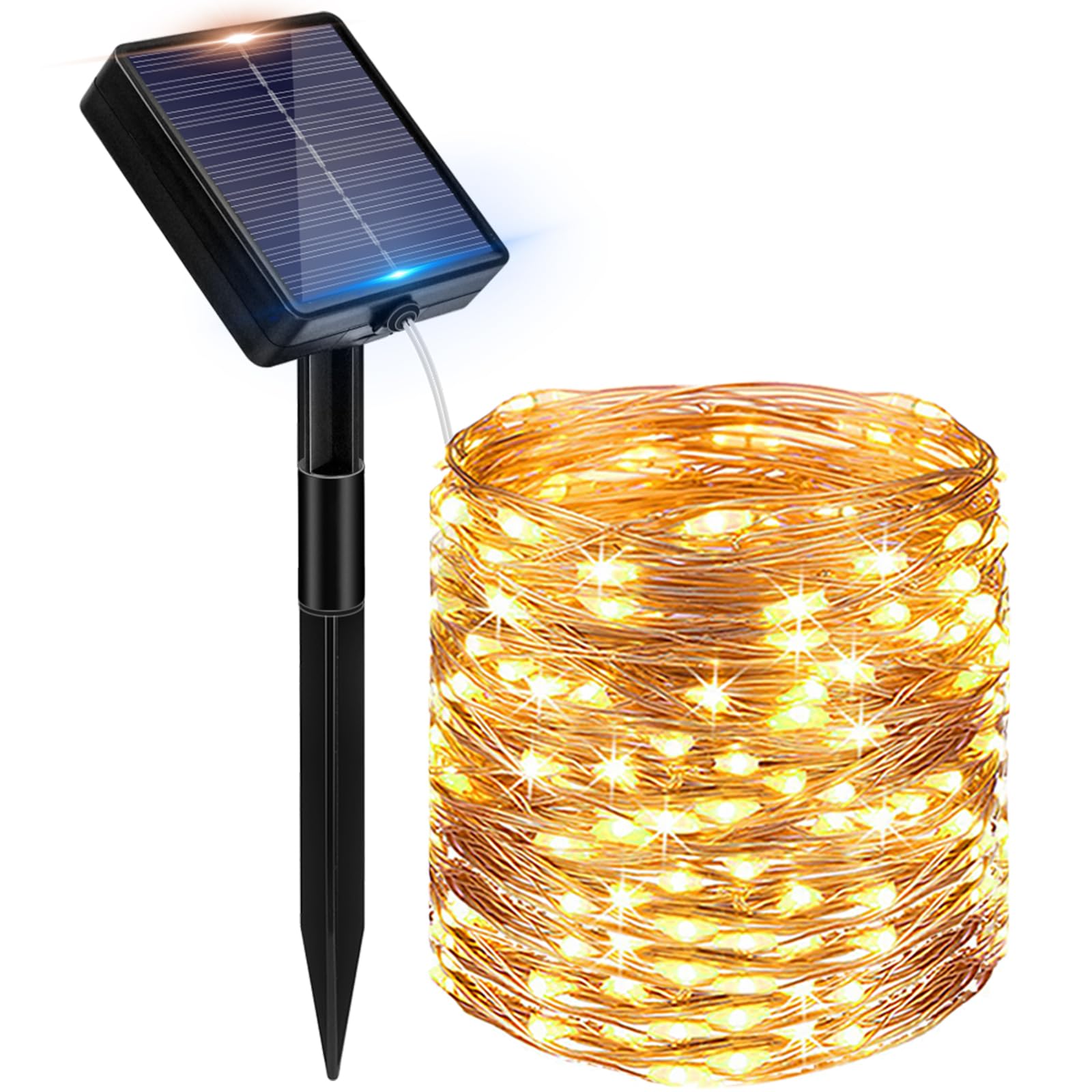 Peasur Solar String Lights Outdoor Garden, 22M 220 LED Fairy Lights Solar Powered Waterproof IP65, 8 Modes Copper Wire Solar Light for Yard Patio Party Christmas Tree Decoration, Warm White