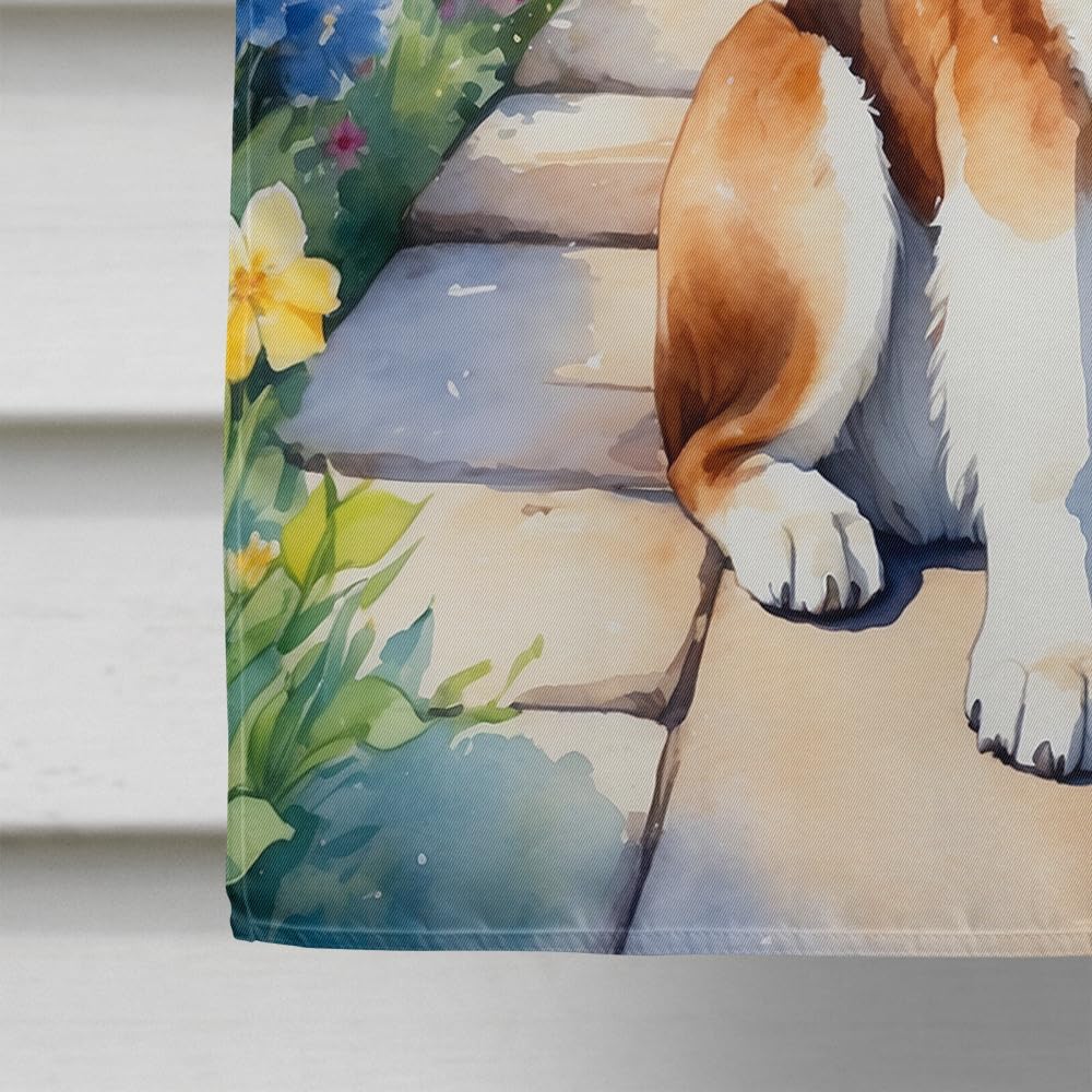 Caroline's Treasures DAC6706CHF Saint Bernard Spring Path House Flag Large Porch Sleeve Pole Decorative Outside Yard Banner Artwork Wall Hanging, Polyester, House Size, Multicolor