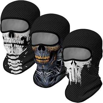 3PCS Balaclava Ski Mask Motorcycle Full Face Mask Outdoor Tactical Hood Headwear Mask Unisex for Cycling Halloween Windproof