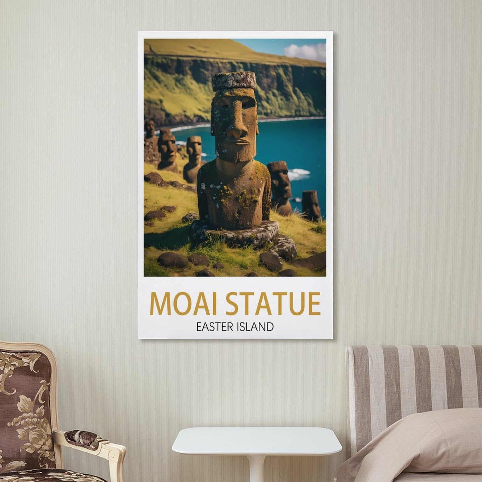 PuPLuM Moai Statue Osterinsel Vintage-Reiseposter Leinwand 50 x 75 cm Wandkunst