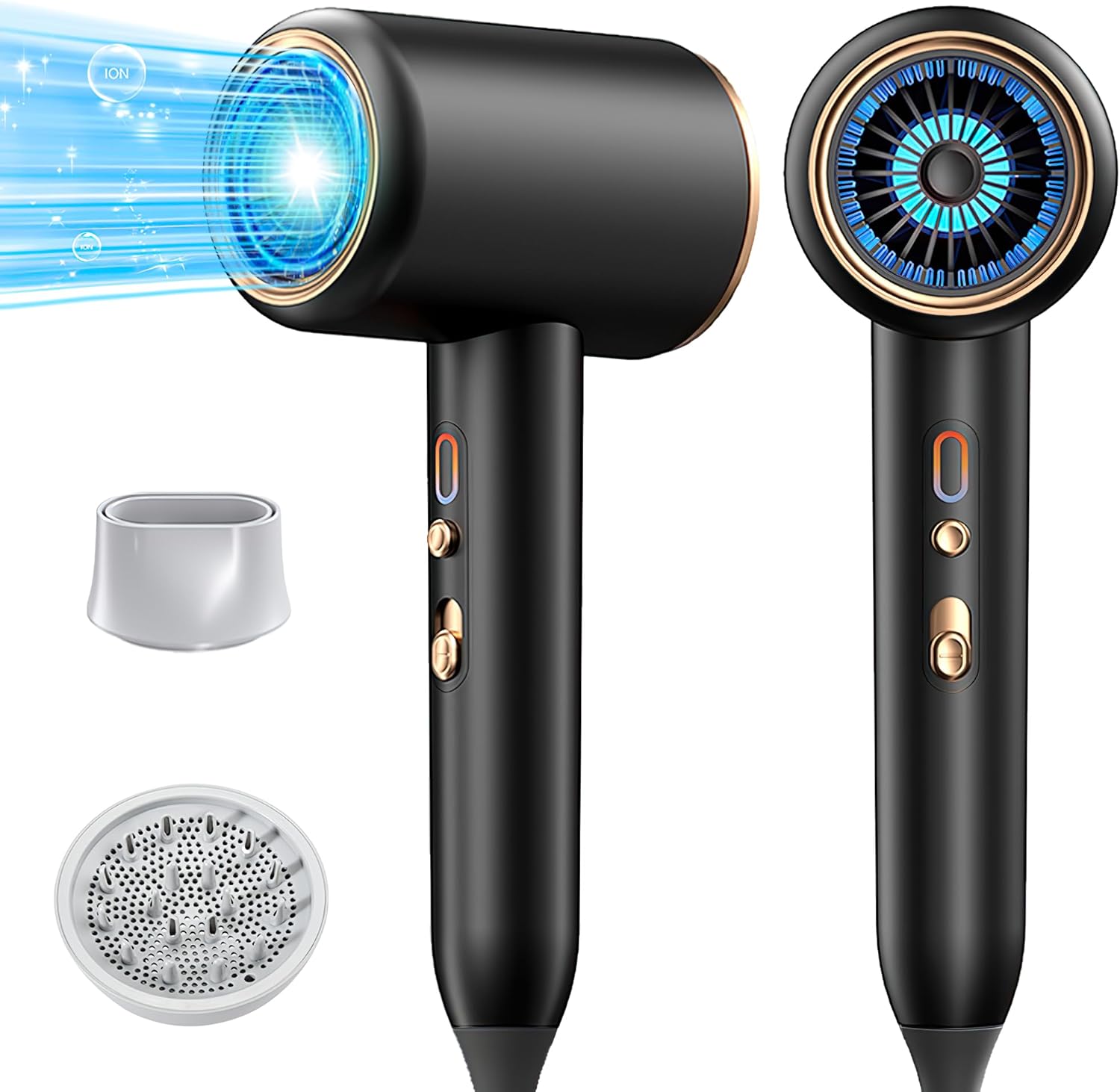 JANOLTY Lonic Hair Dryer,Blow Dryer, with Diffuser & Concentrator Nozzle,Secadora de Pelo | 2400W Turbo Ultra-Quiet Motor | 2 Heat & 3 Speed Settings | Quick Heat-Up & Constant Temperature,Black JANOLTY Lonic Hair Dryer,Blow Dryer, with Diffuser & Concentrator Nozzle,Secadora de Pelo | 2400W Turbo Ultra-Quiet Motor | 2 Heat & 3 Speed Settings | Quick Heat-Up & Constant Temperature,Black