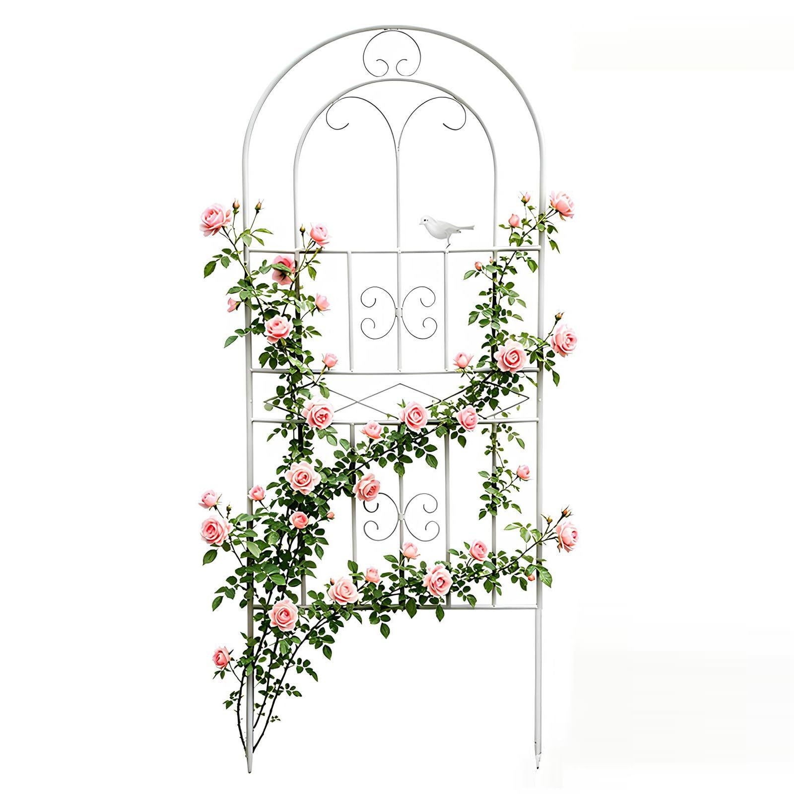 Traliccio per Piante Rampicanti da Esterno 180/200/220/240/260/280/300/320 x 50 cm, Supporti Graticcio Decorativo, Grigliato per Recinzione in Metallo per Clematide Rose(White,50x120cm/19.7x47.2in)