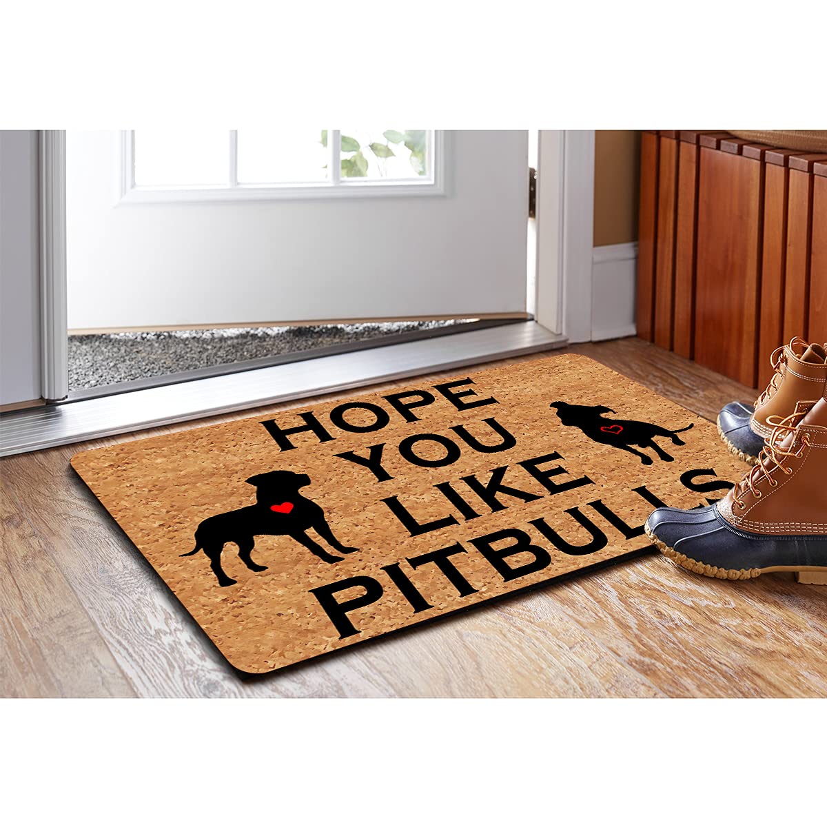 Felpudo Divertido Perro Pitbull - Bienvenida Personalizable, 60x40 Cm, Antideslizante, Regalo Amantes Mascotas