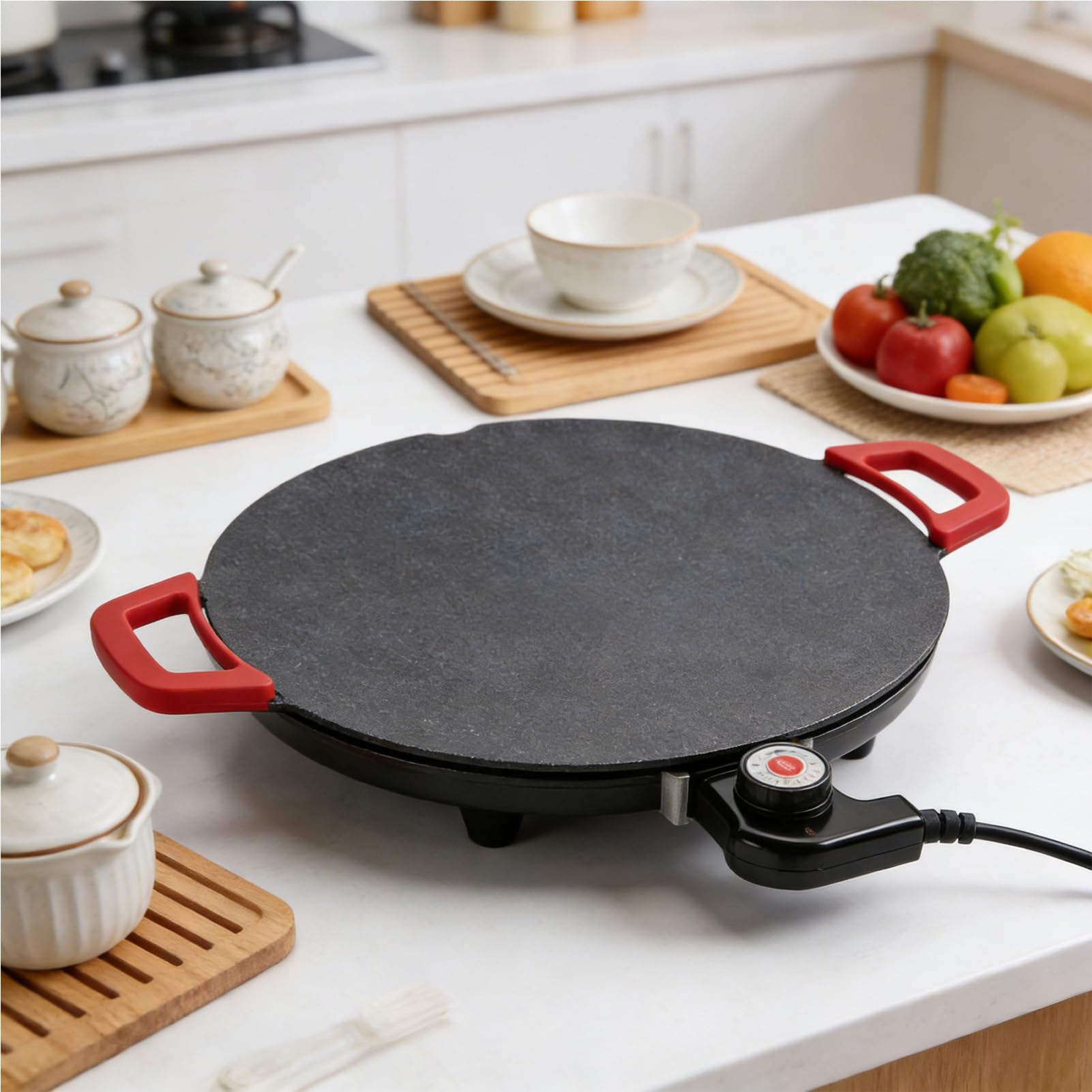 Plancha Eléctrica de Interior Plancha de Cocina Eléctrica con 5 Niveles