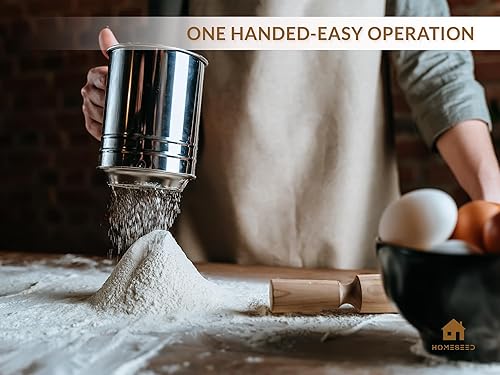 Miniatura 6 de HOMESEED Tamiz para hornear - Acero inoxidable - Tamiz de cocción de doble capa - Capacidad de 3 tazas - Resistente a la corrosión - Colador de
