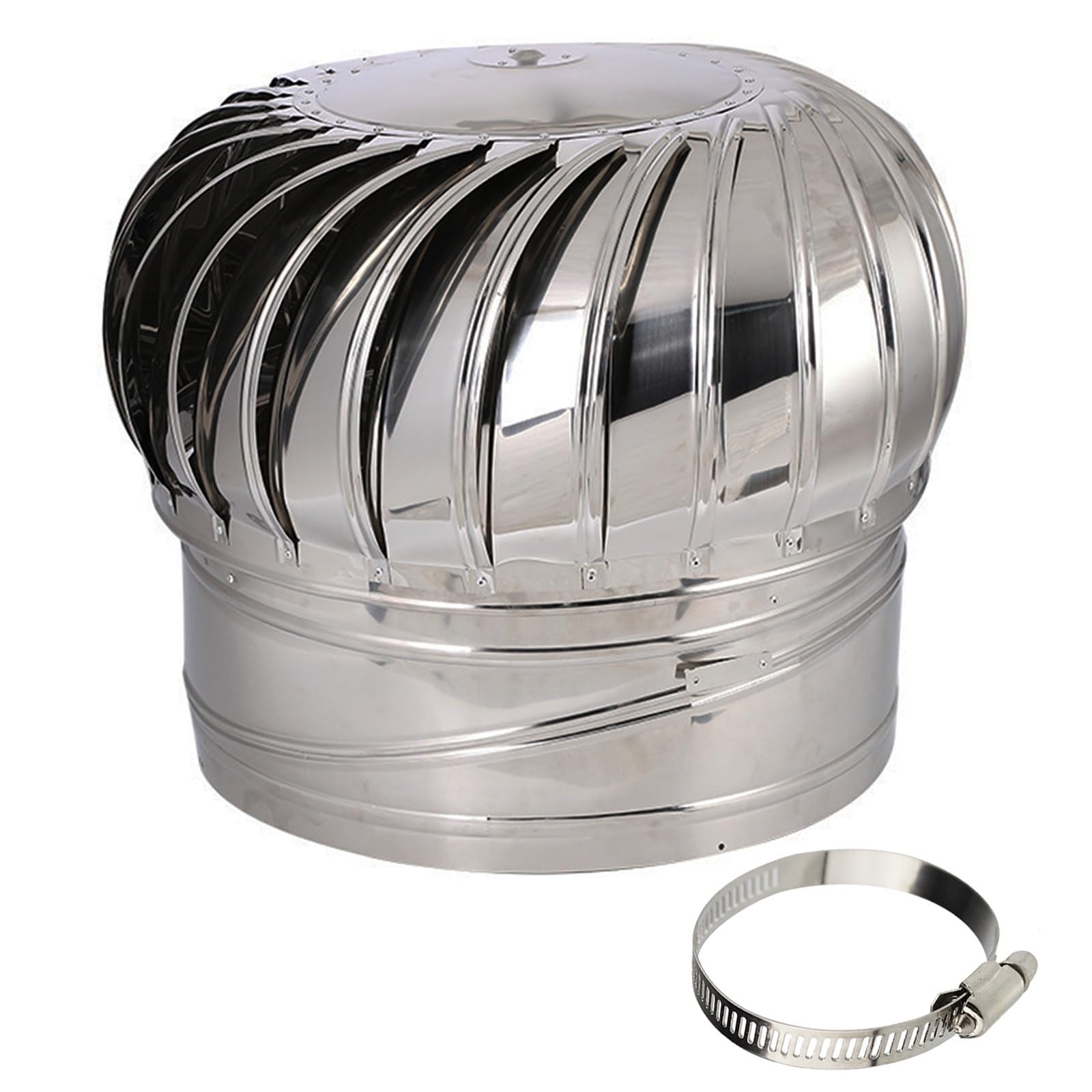 Cgjdfjhe Silver Unpowered Wind Cap, Stainless Steel Exhaust Cap, 304 Round Grille Louvered Vent, For Flats, Apartment, Home Decor(6.3Inch(160Mm))