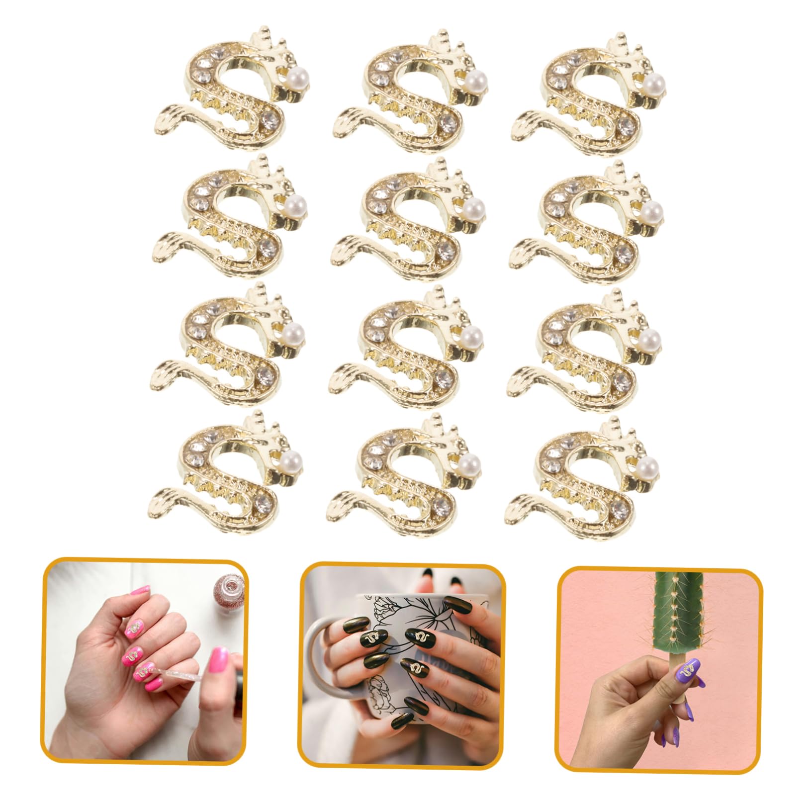 Ipetboom 200pezzi Ciondoli Per Unghie Forma Di Drago Con Decorazioni Strass Accessori Per Manicure Stile Cinese Elegante Di Ornamenti Per Unghie Da Salone o Uso Domestico