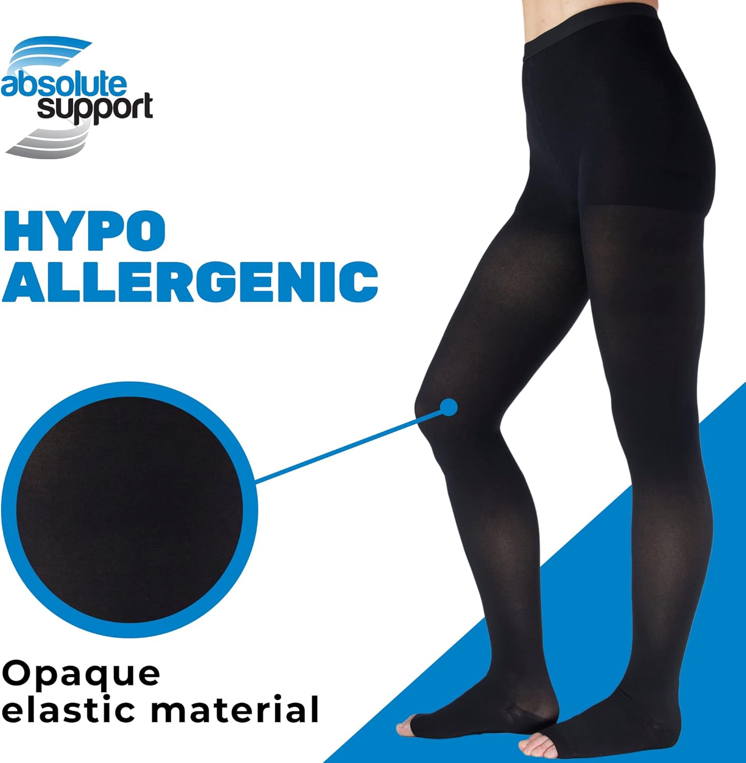 ABSOLUTE SUPPORT Opaque Compression Pantyhose for Women 20-30mmHg - Graduated Compression Tights with Open Toe for Varicose Veins Circulation, Pregnancy, Edema, Leg Pain - Black, Small - A214BL1 - Image 3