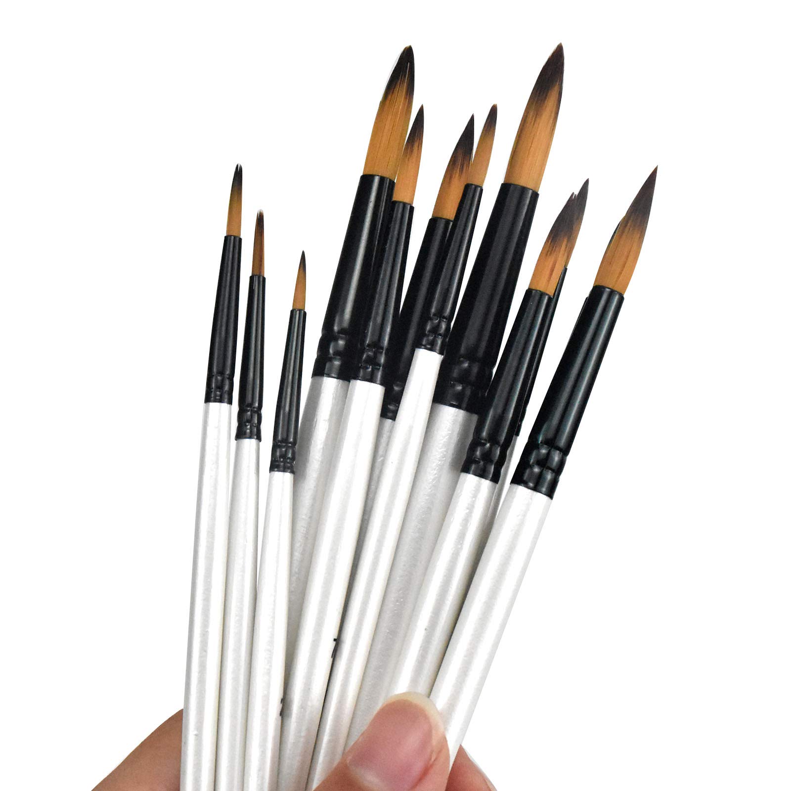 Set 12 Pennelli Per Pittura | Punta Tonda In Nylon Per Acrilico E Olio