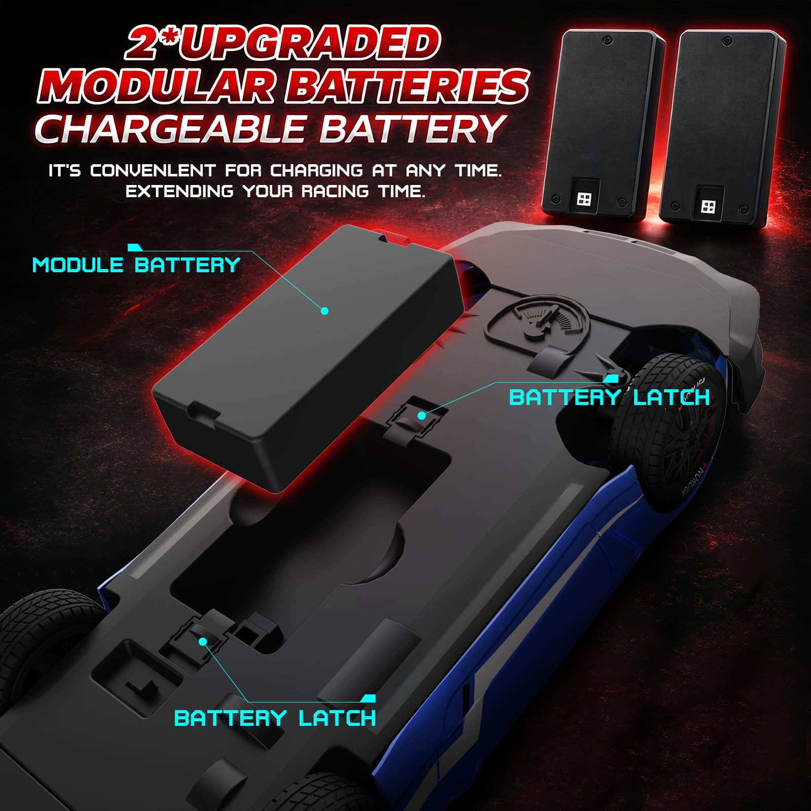 Remote Control Car RC Drift Car 1:16 Scale 4WD RC Car with LED Lights 2.4GHz 30km/h RTR High Speed Racing Sport Toy Car for Adults Boys Girls Kids Gift 2Pcs Rechargeable Battery