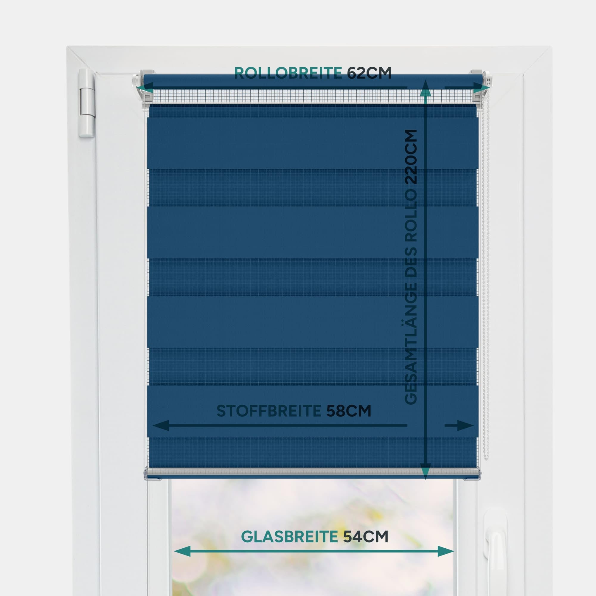 Estika Tenda a rullo giorno e notte senza forare, larghezza con incrementi di 1 cm - 58 x 220 cm - Notte d’estate - per interni, per finestre, tessuto a doppio strato, protezione solare