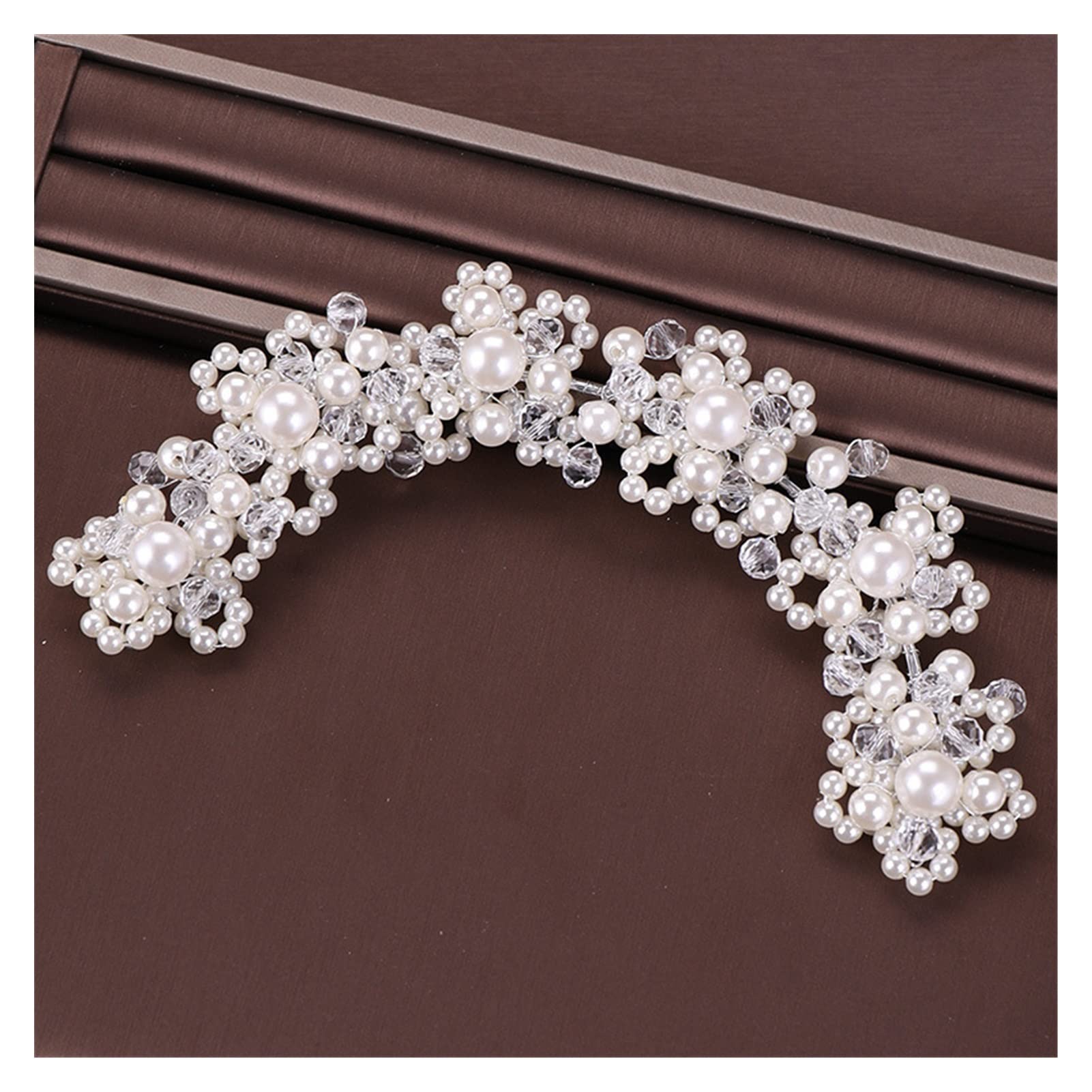 Diadema De Flores con Perlas De Imitación Hecha A Mano, Diadema De Cristal, Corona para Novia, Boda, Diadema para Mujer, Accesorio para El Cabello,