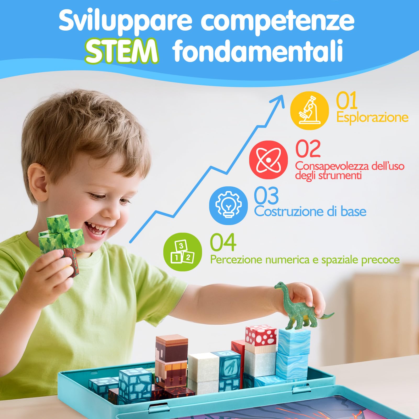 hahaland Costruzioni Magnetiche da Viaggio, 52 pezzi Cubi Magnetici Dinosauri per Bambini, Montessori Giocattolo Viaggio STEM Regali Ragazzi Ragazze 3 4 5 6 anni