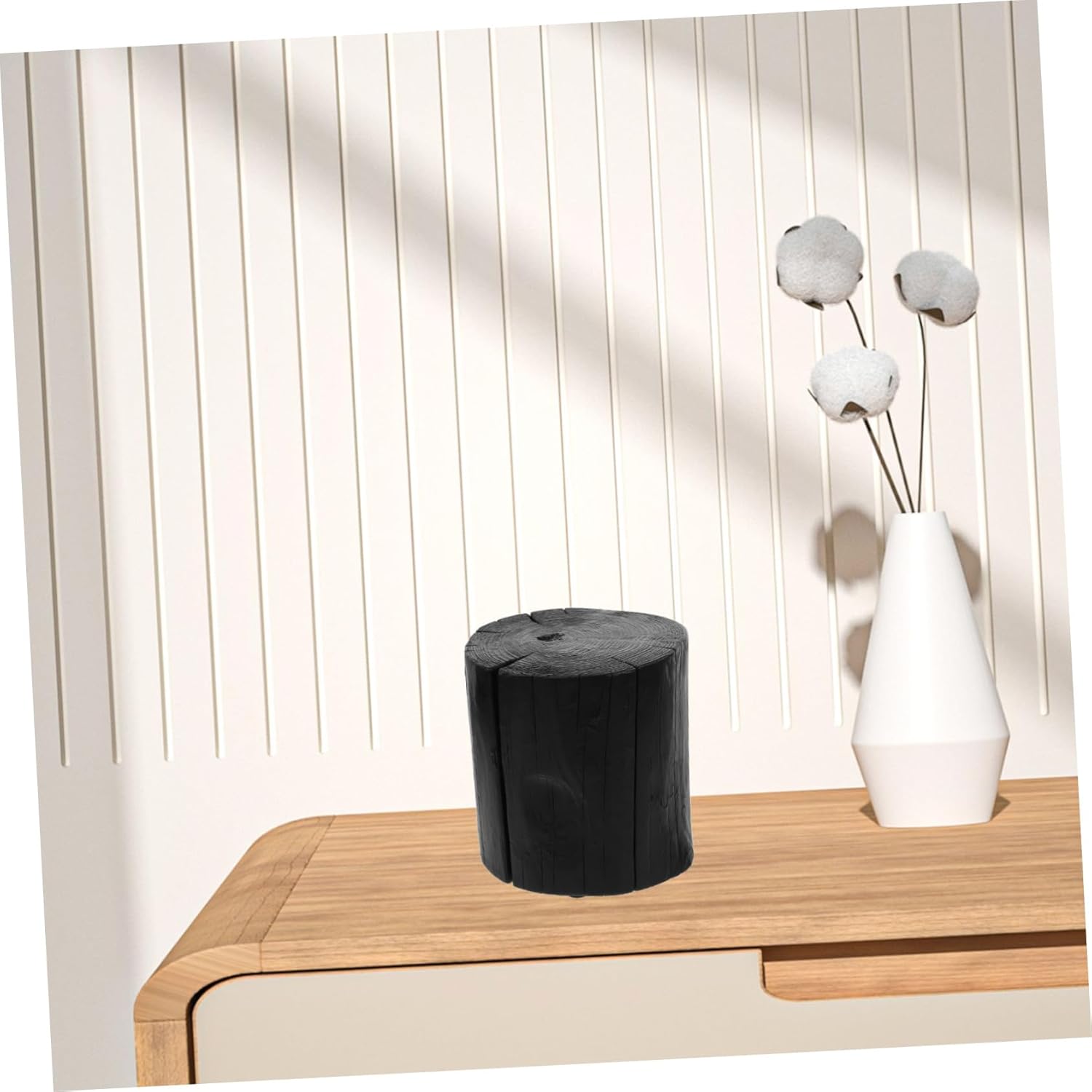 Solid Wood Tree Stump Stool Rustic Nightstand Decorative Small Stool for Bedroom Living Room Garden Decor and Multipurpose Use and Stylish Design