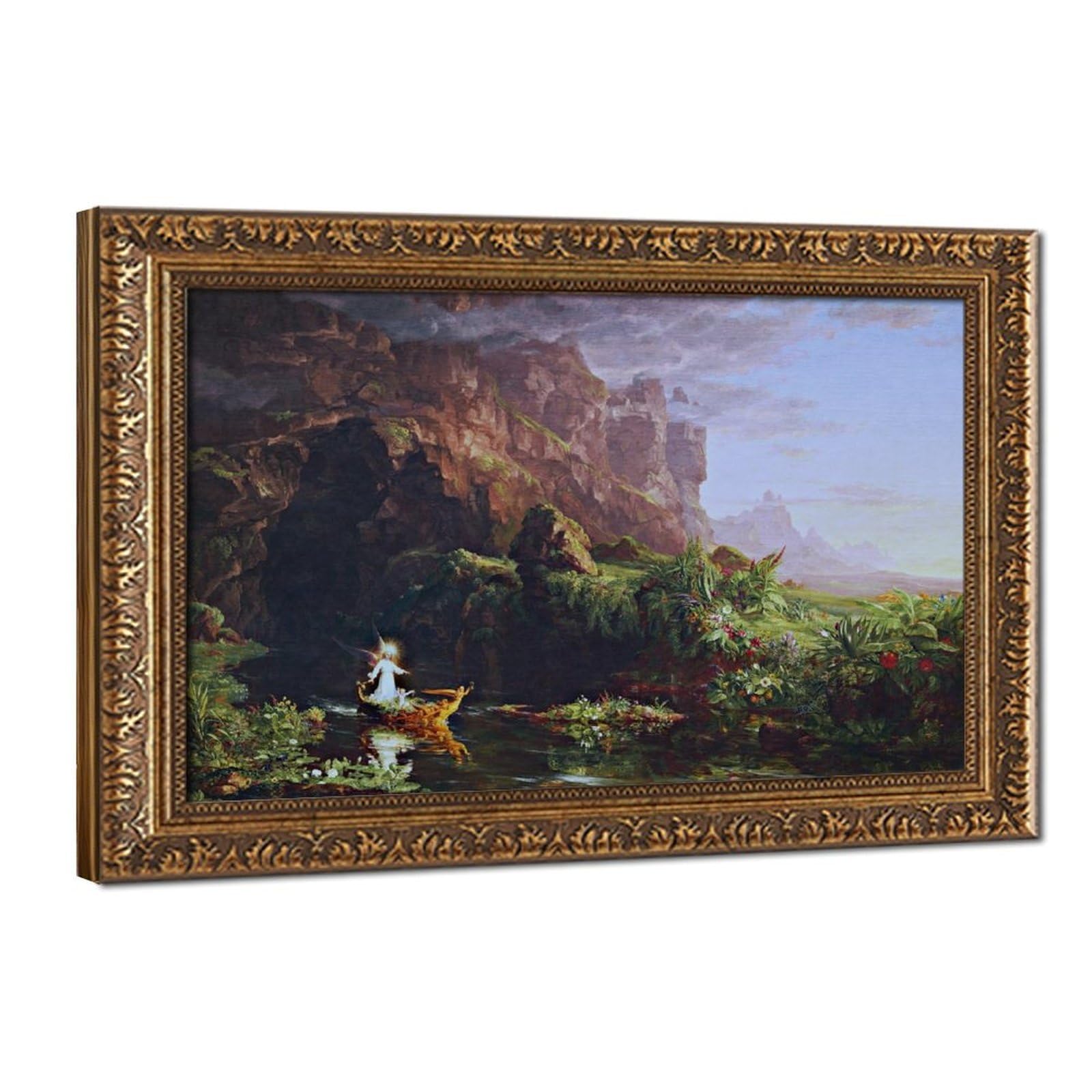 WCYB The Voyage of Life Childhood by Thomas Cole Posters Prints Canvas Deco Paintings Wall Art Hangable Frame 24" L X 36" W