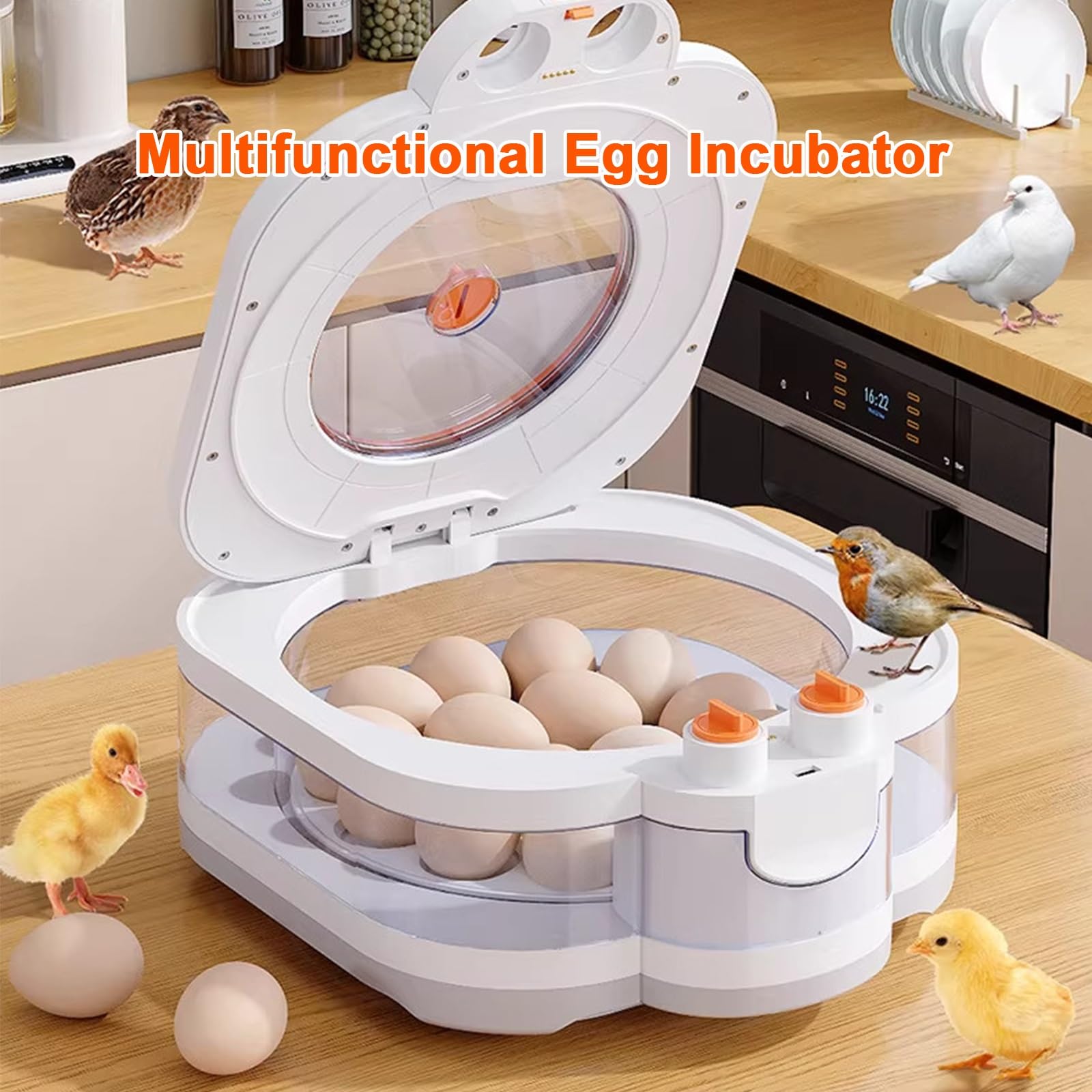 Incubadora de huevos con volteador automático, control de humedad, regulación de temperatura, recarga automática de agua para incubar huevos de pollo, codorniz, pato, ganso y pájaro