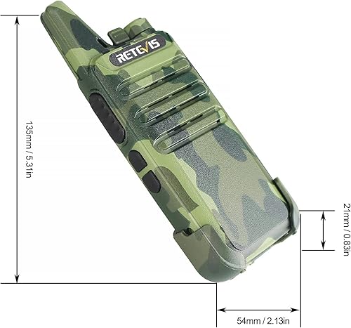 Miniatura 5 de Retevis Walkie Talkies RT22 Camo con auricular, radios bidireccionales recargables con estación de carga de 6 ranuras, delgado y ligero, radios