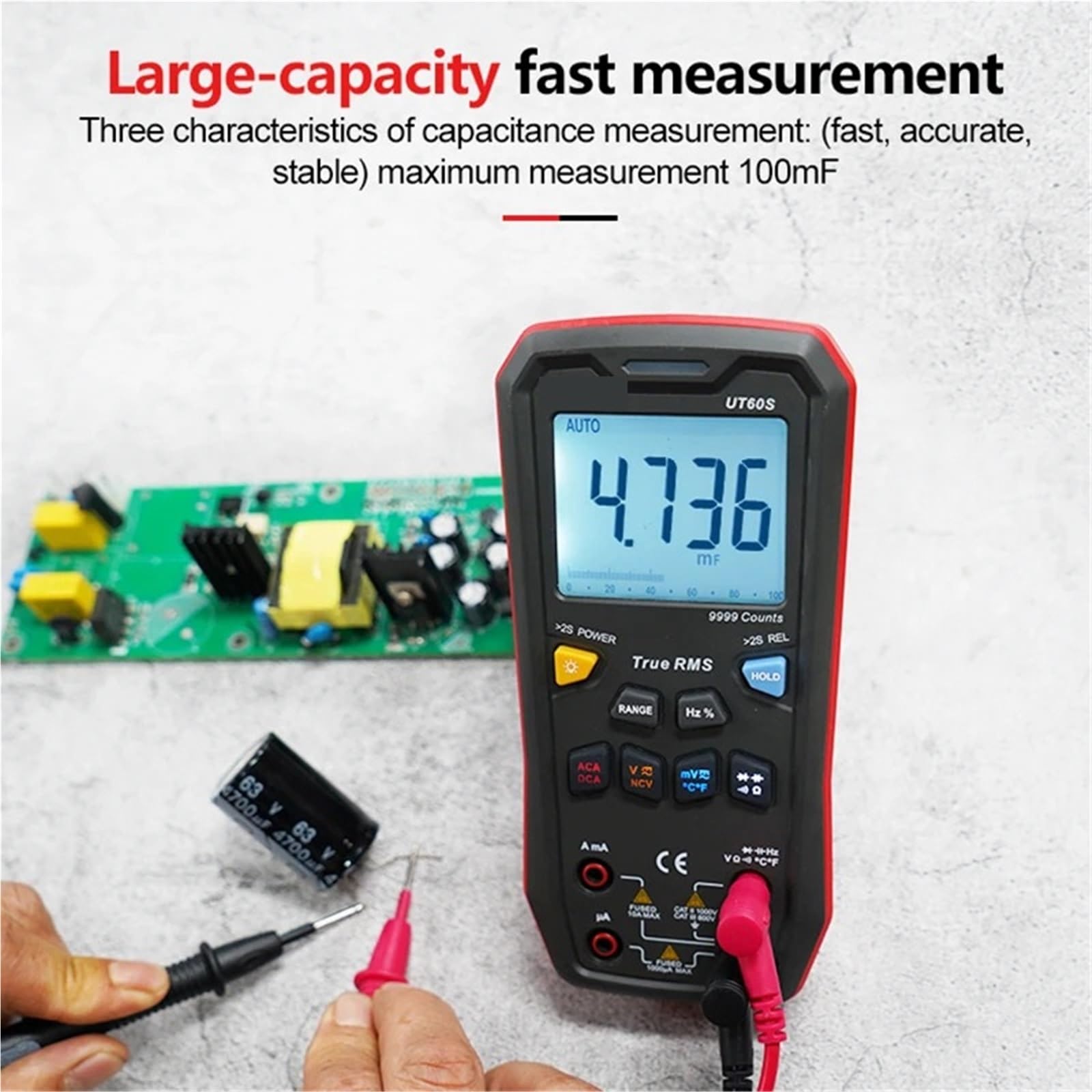 BASSFLY Multímetro Digital Inteligente True RMS 1000 V CA/CC, comprobador de Voltaje, amperímetro, medidor de frecuencia Multímetro Profesional