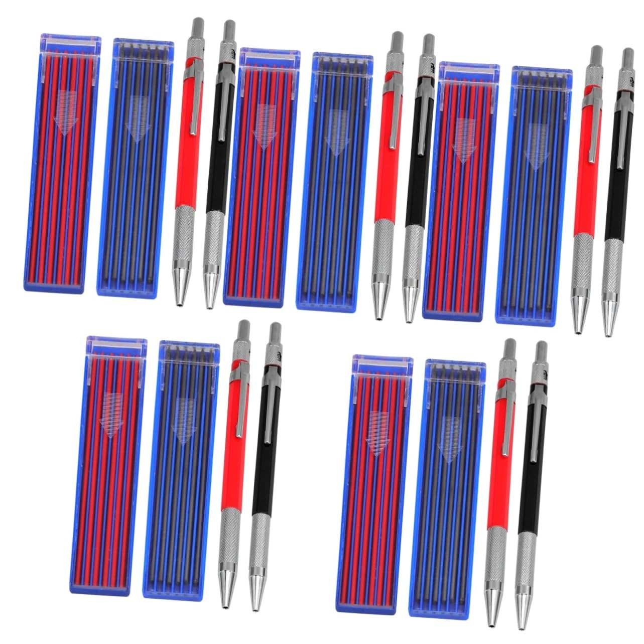 NUOBESTY 5ensembles Crayons Mécaniques Pour Recharges Crayons De Charpentier Multi-fonctionnels Pour Traçage Marquage Professionnel