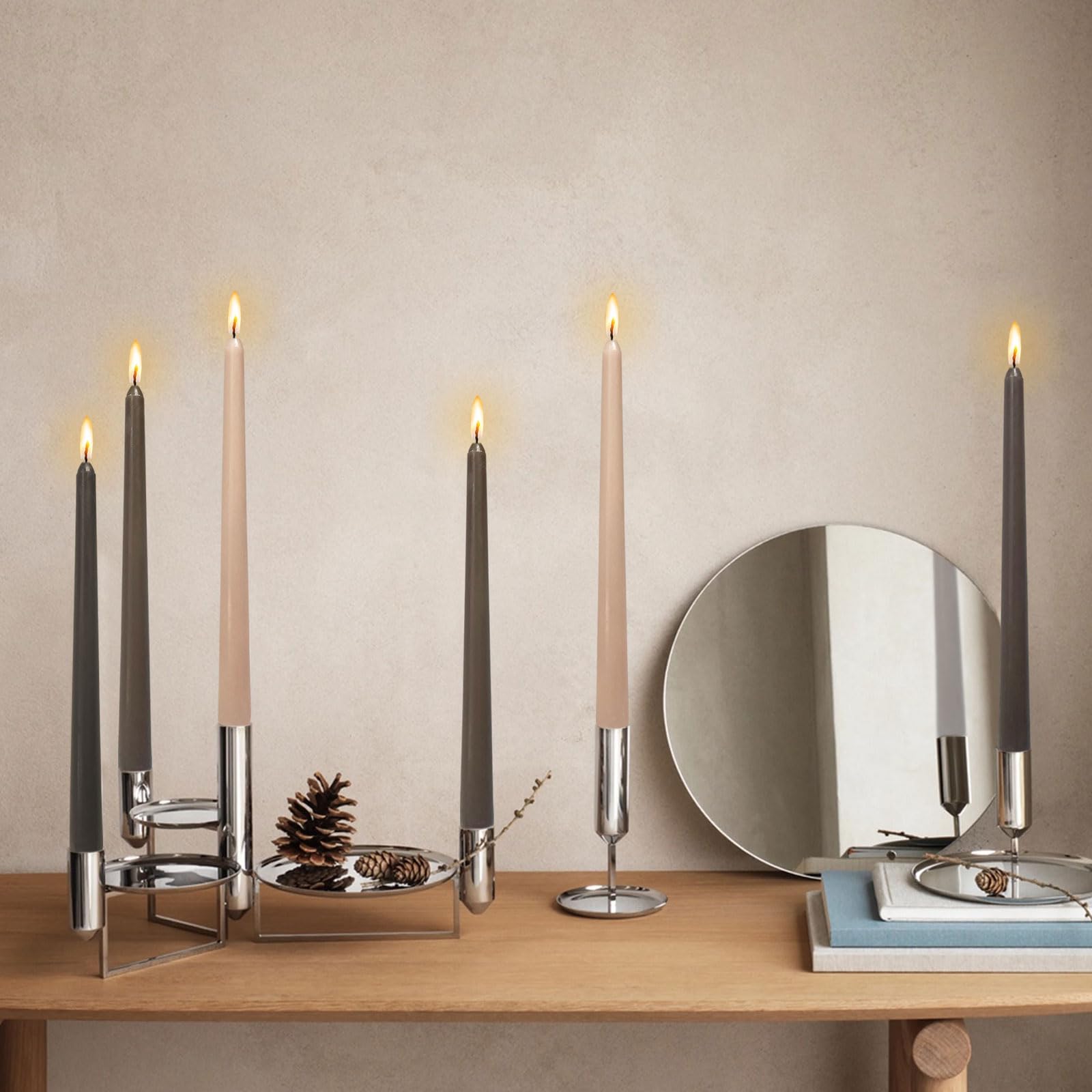 NJAO HOO Candele profumate al caffè, 25,4 cm, candele affusolate alte e affusolate, per decorazioni autunnali, cene, casa, matrimoni, 12 pezzi (marrone sfumato)