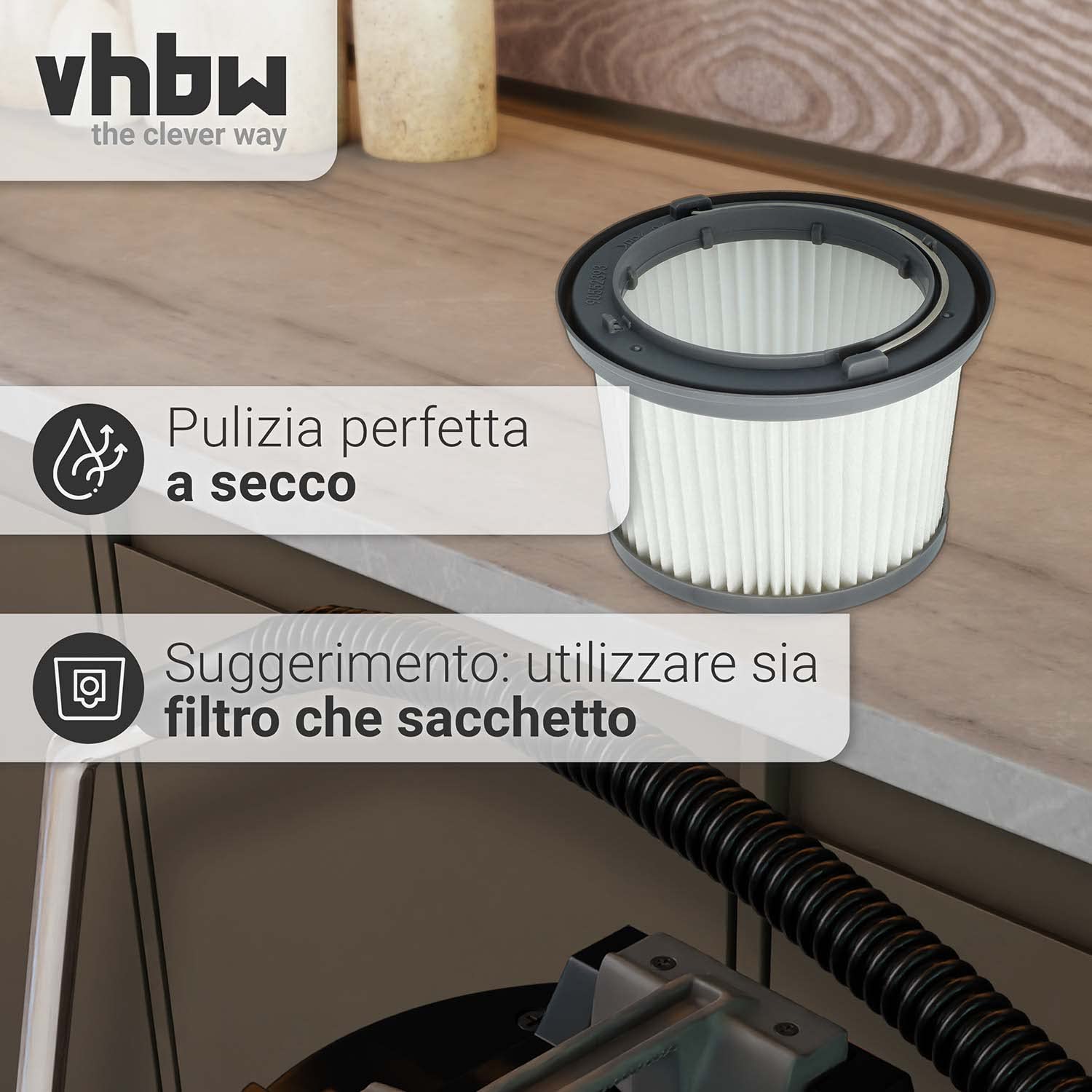 HQRP Filtro compatibile con Black & Decker DUSTBUSTER VF90 / 90552433 / N566707 per PD1020L PD11420L BDH1820P PD1202L PD1420LP PVF110 PHV1210 PHV1810 LF/G PV1020L Aspirapolvere