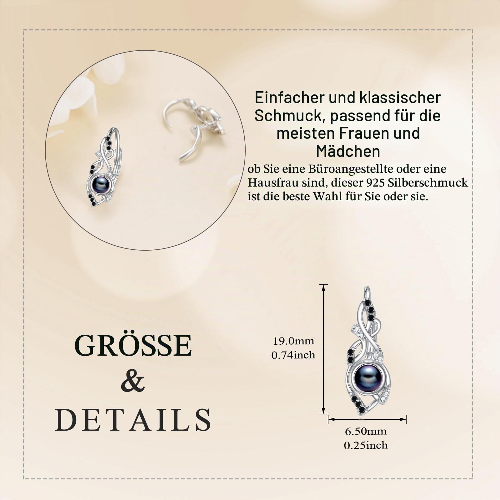 Mondstein/Perle Ohrringe für Damen 925 Sterling Silber Leverback Ohrstecker Tropfen Ohrringer Schmuck Geschenk für Mädchen