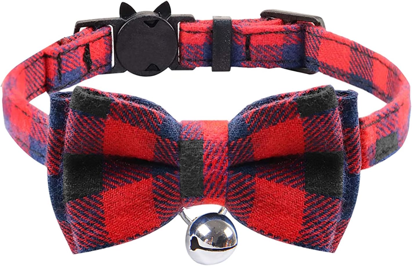 Red Plaid Cat Collars Quick Release Kitten Collar Bow Tie Safety Cat
