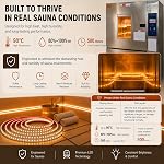 SuperlightingLED DC24V 3000K blanc LED Bande pour éclairage Sauna, flexible longue 5m 16.4ft 120 LED/m Résistant à haute température IP68 imperméable LED Lumière de bande pour chambre à vapeur (3000K Blanc chaud)