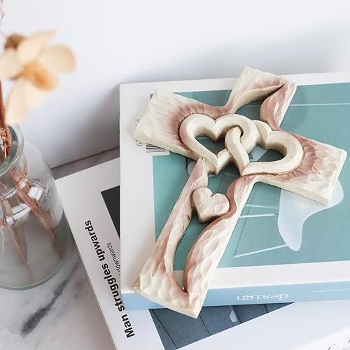 Miniatura 9 de Oooct Cruz tallada, decoración de pared de cruz, cruz de amor de resina, nunca separa la cruz de amor, gran regalo cristiano, regalo de arte de