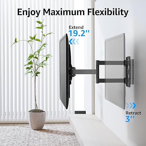 Miniatura 4 de MOUNTUP Soporte de pared para TV de movimiento completo para televisores de 26 a 55 pulgadas, soporte de pared de esquina con brazo articulado único