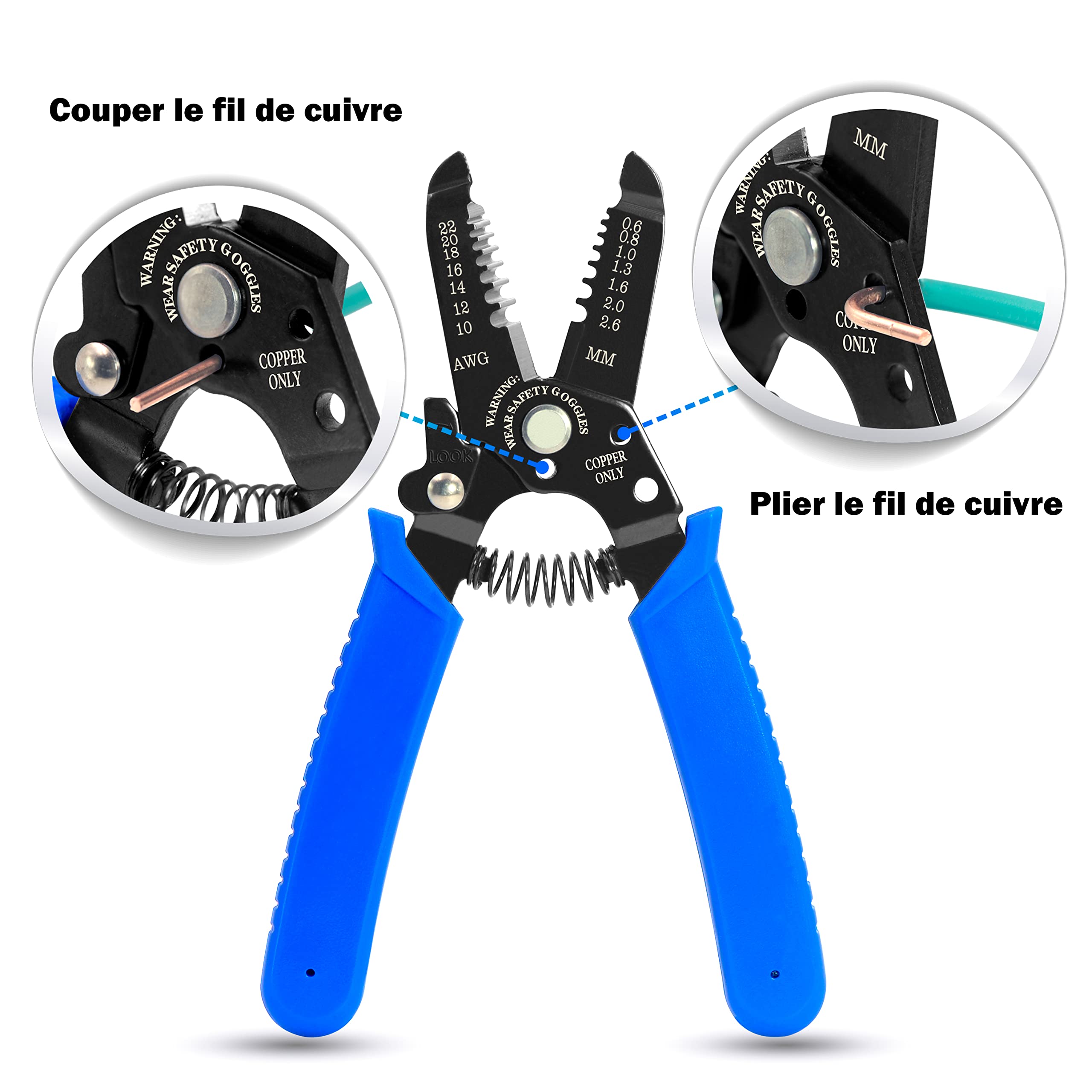 Pince à Dénuder Automatique VCELINK GJ702 - Multifonction Coupe/dénude - Pour électricien 10-24 AWG