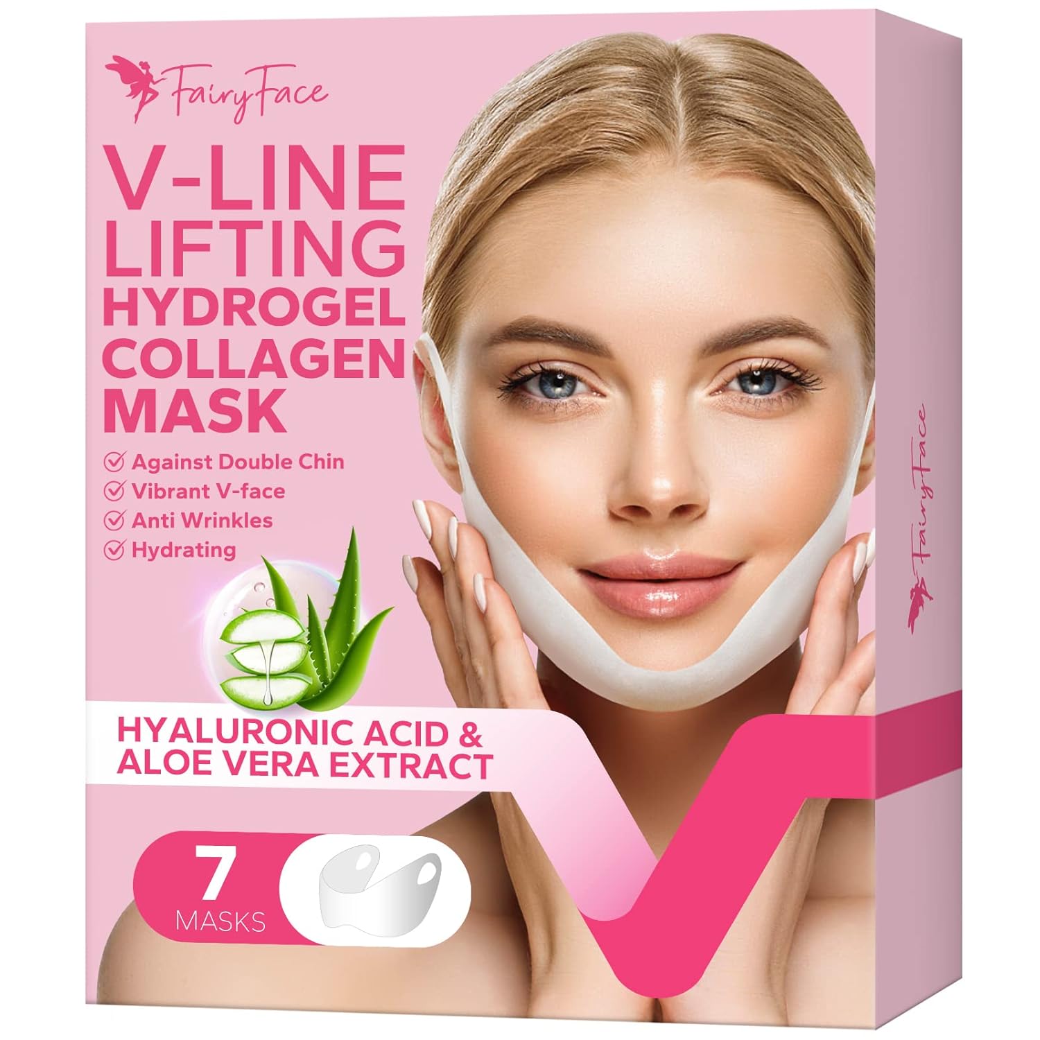 FairyFace V Line Shaping Face Masks (7 Count), Double Chin