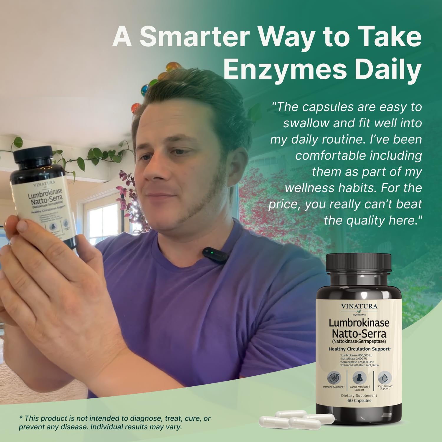 VINATURA Lumbrokinase, Nattokinase 2000FU & Serrapeptase - USA Made & Tested, Circulation Supplements of Nattokinase Serrapeptase (Natto-Serra), Rutin, Beetroot, Lumbrokinase Supplement - Image 5