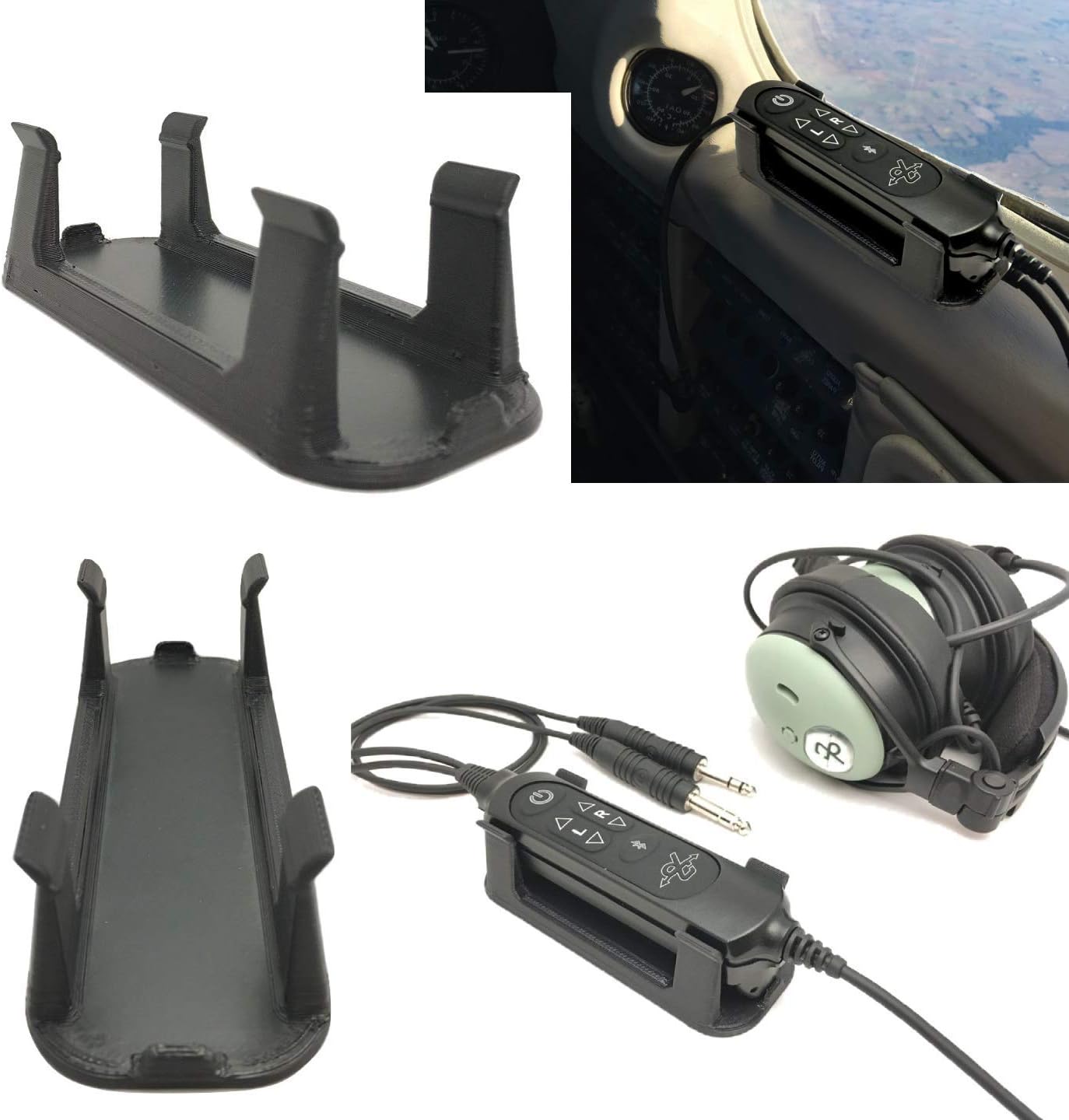 David Clark DC One/Pro Aviation Headset Control Mount Clip Adapter Accessory Upgrade, Black, Better Than Shirt Clip, Dual Plug, 6-pin, U-174 Compatible…