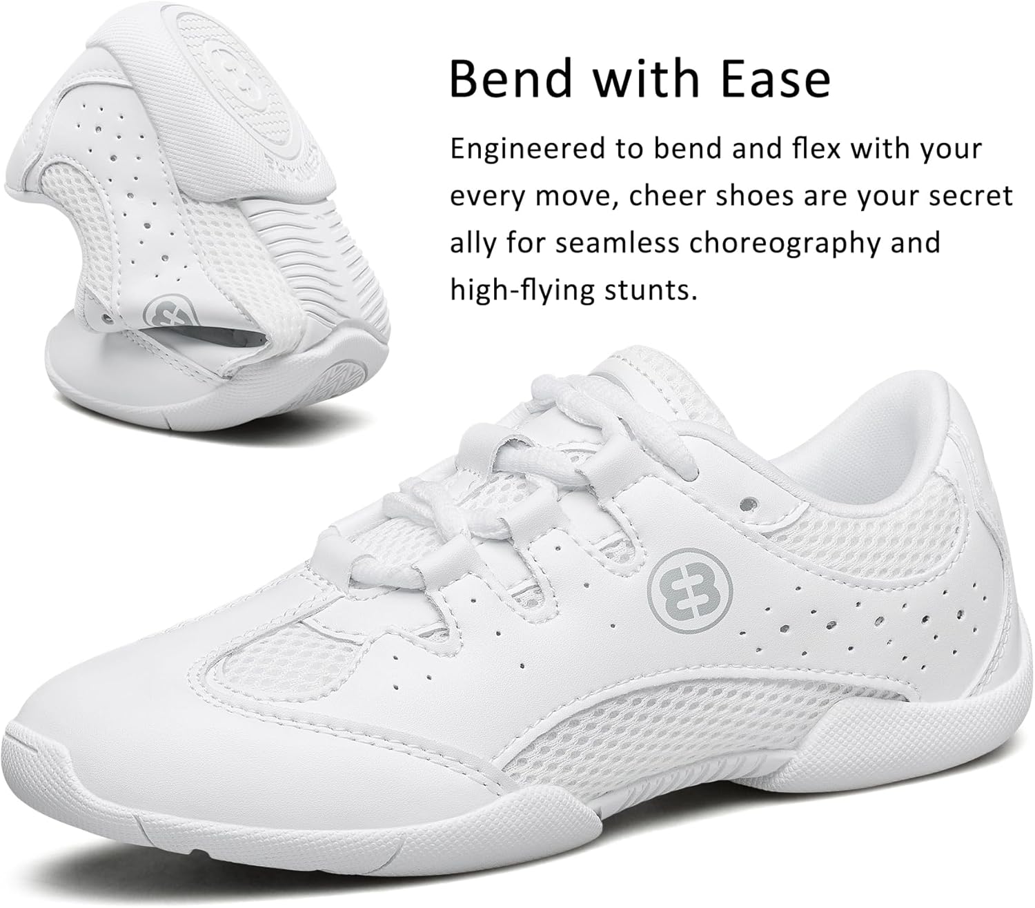 Girls White Cheerleading Shoes Youth Lightweight Competition Cheer Sneakers Kids Breathable Dance Shoes